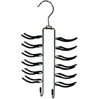 Hangerworld 1 Portacorbatas Percha para 24 Corbatas Metal Cromado Recubrimiento Antideslizante Negro